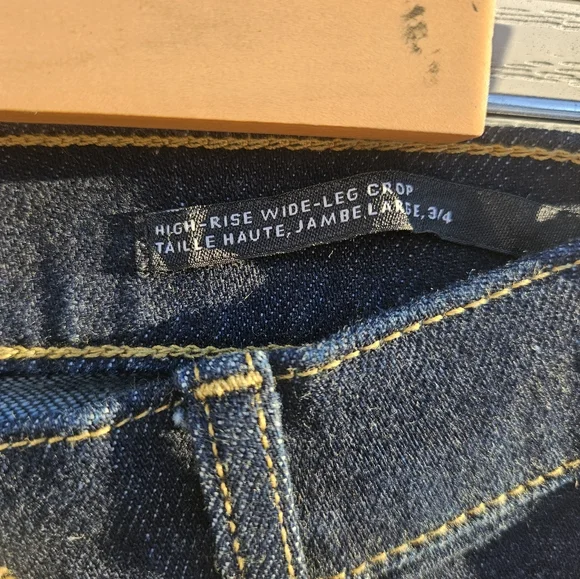 Banana Republic High Rise Wide Leg Crop Jeans Dark Wash Size 26 - Picture 3 of 9